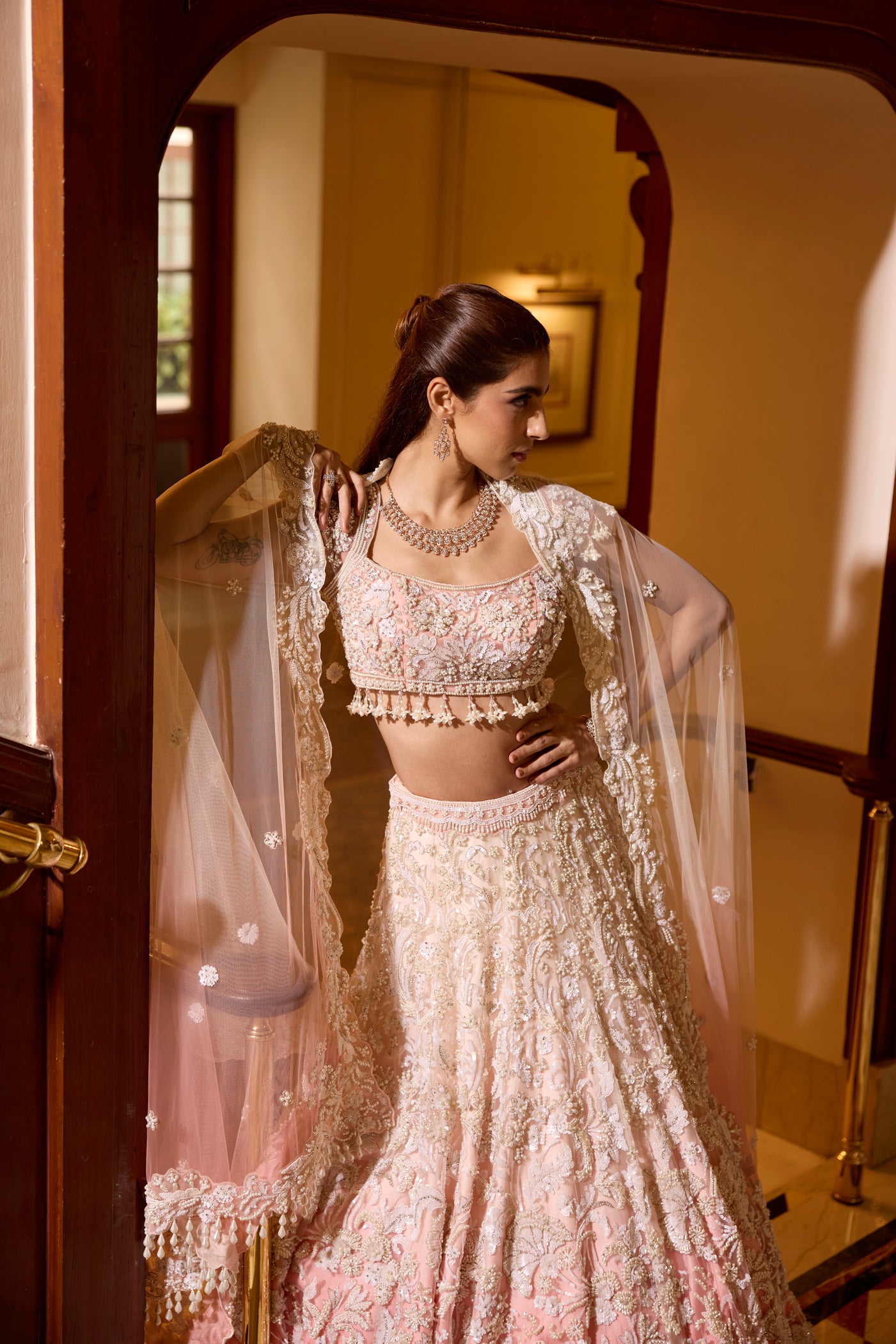 PINK PEACH OMBRE ROSALIE LEHENGA SET