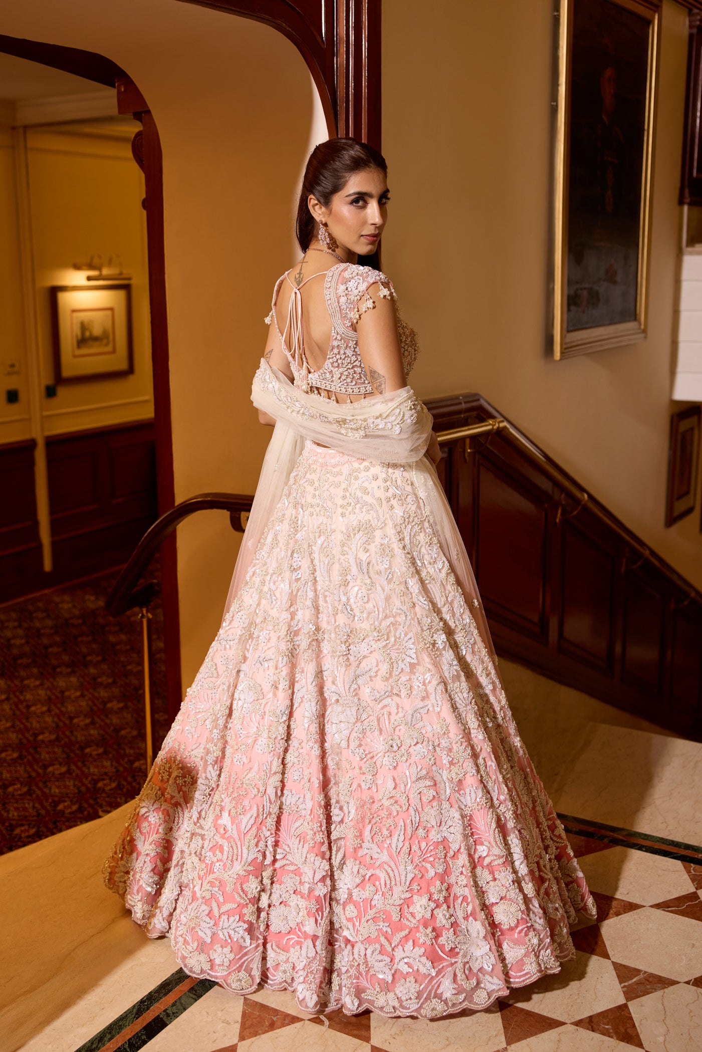 PINK PEACH OMBRE ROSALIE LEHENGA SET
