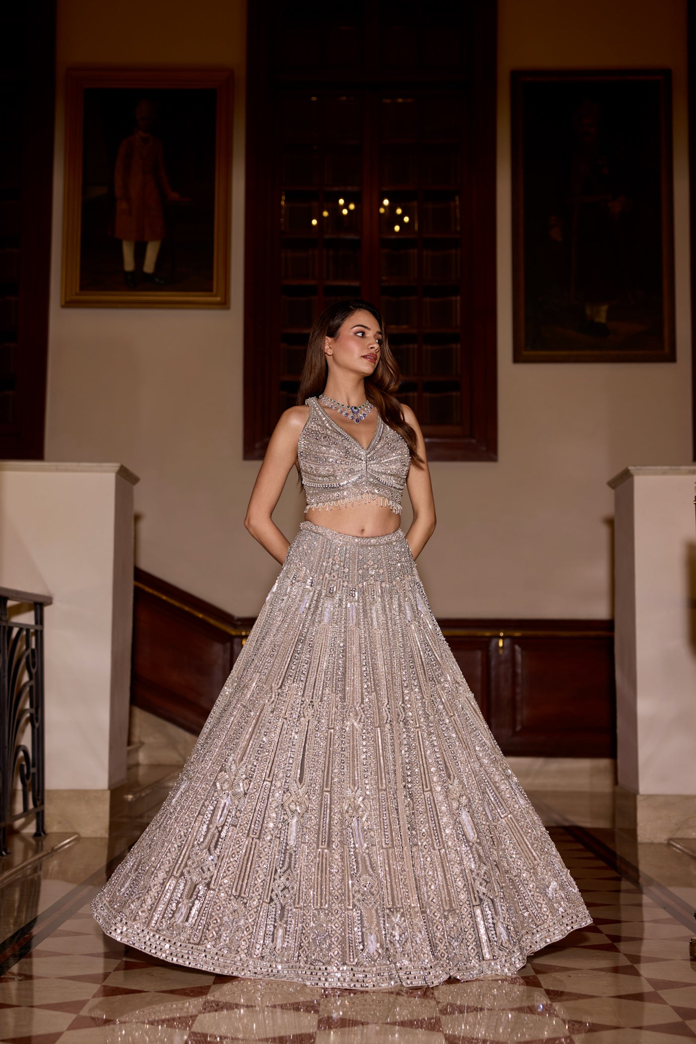 SILVER WINTER LEHENGA SET