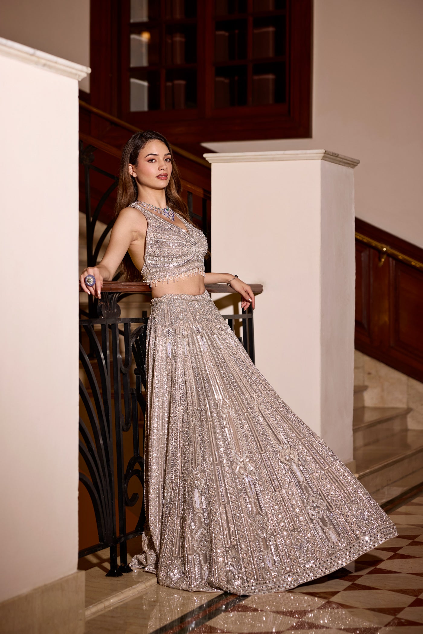 SILVER WINTER LEHENGA SET
