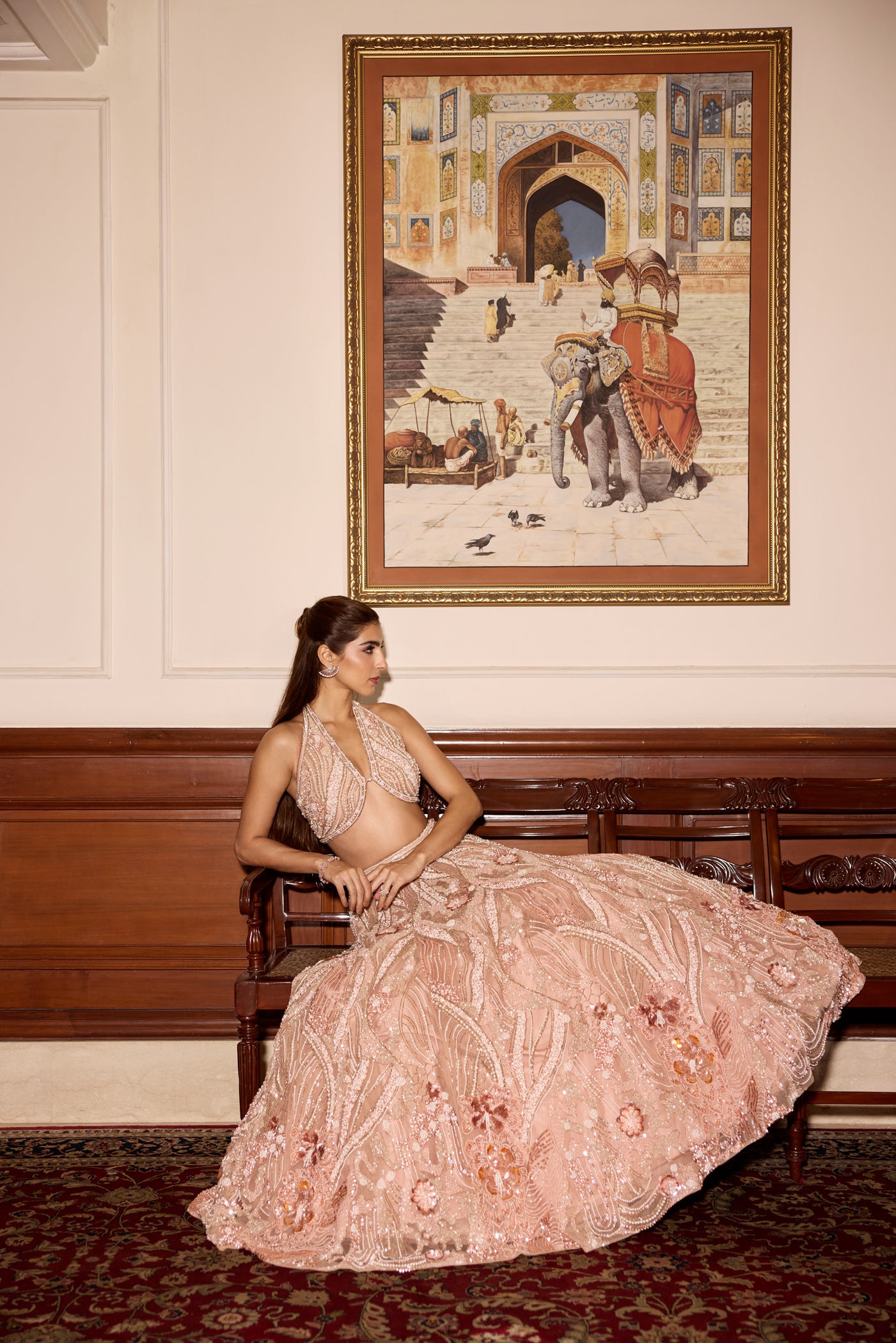 PEACH PEARL DETAILING HARPER LEHENGA SET