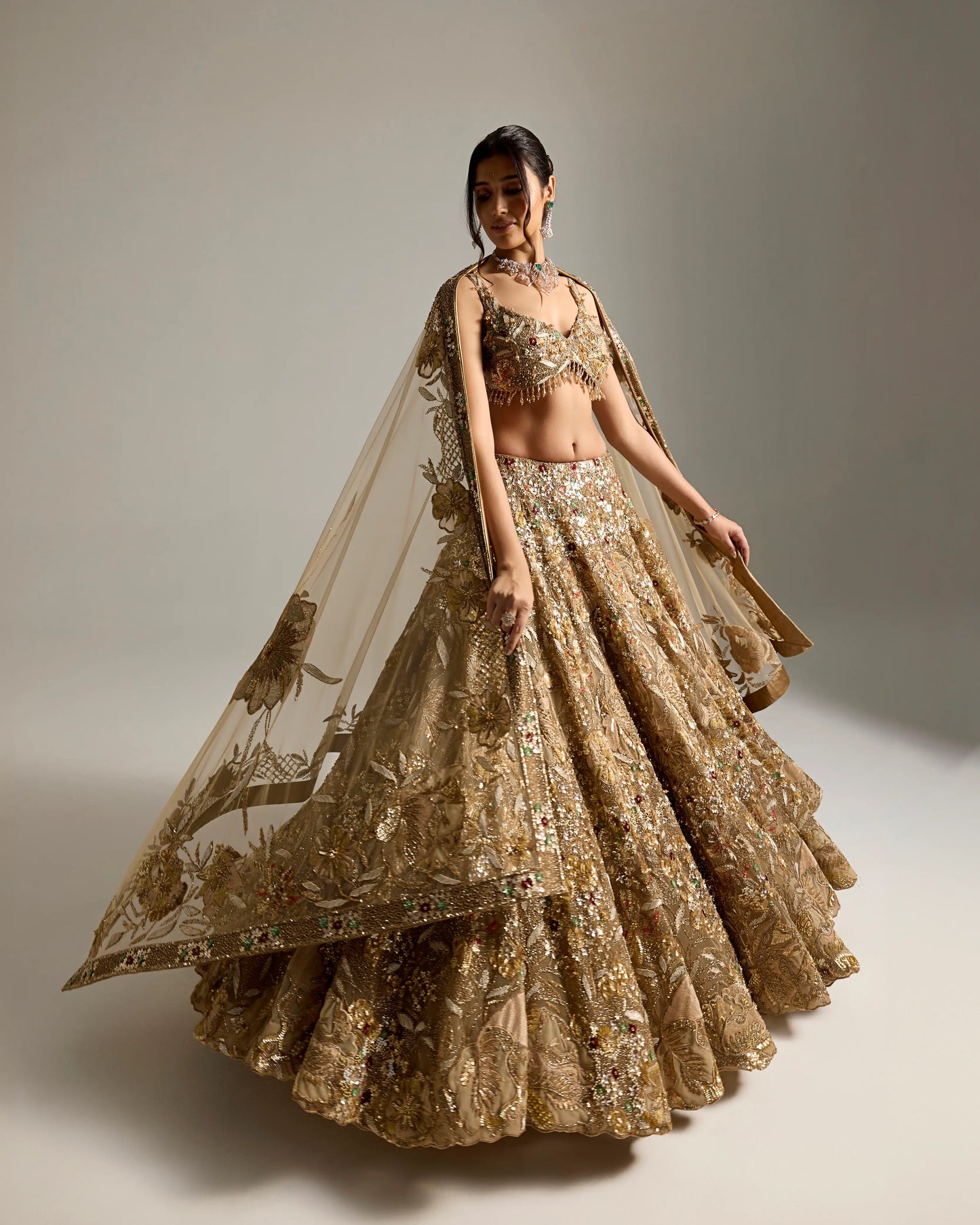 GOLD VIVANNA BRIDAL LEHENGA SET