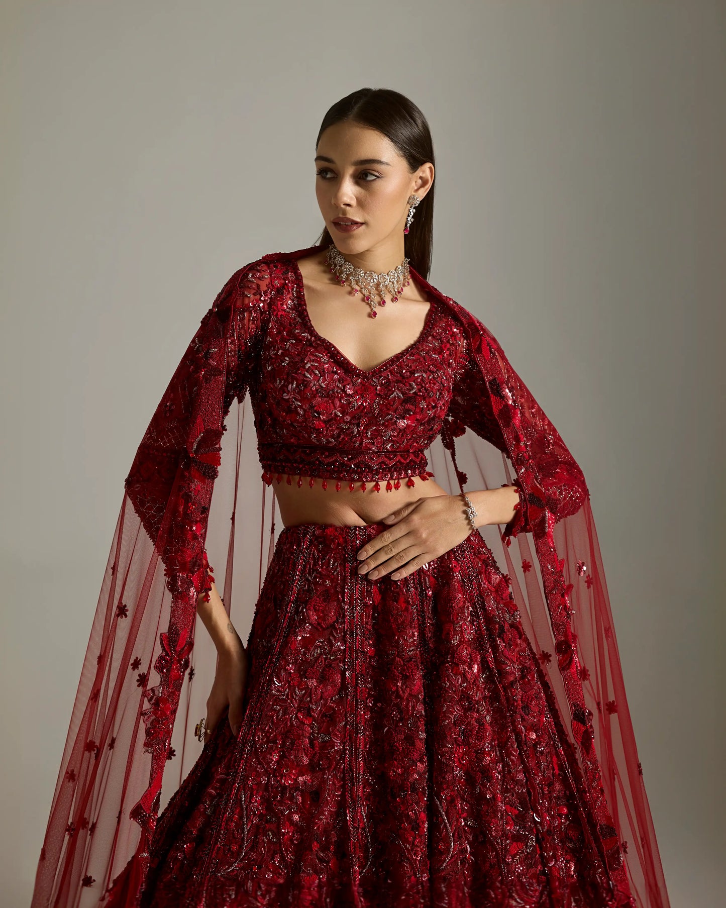RED LILITH BRIDAL LEHENGA SET