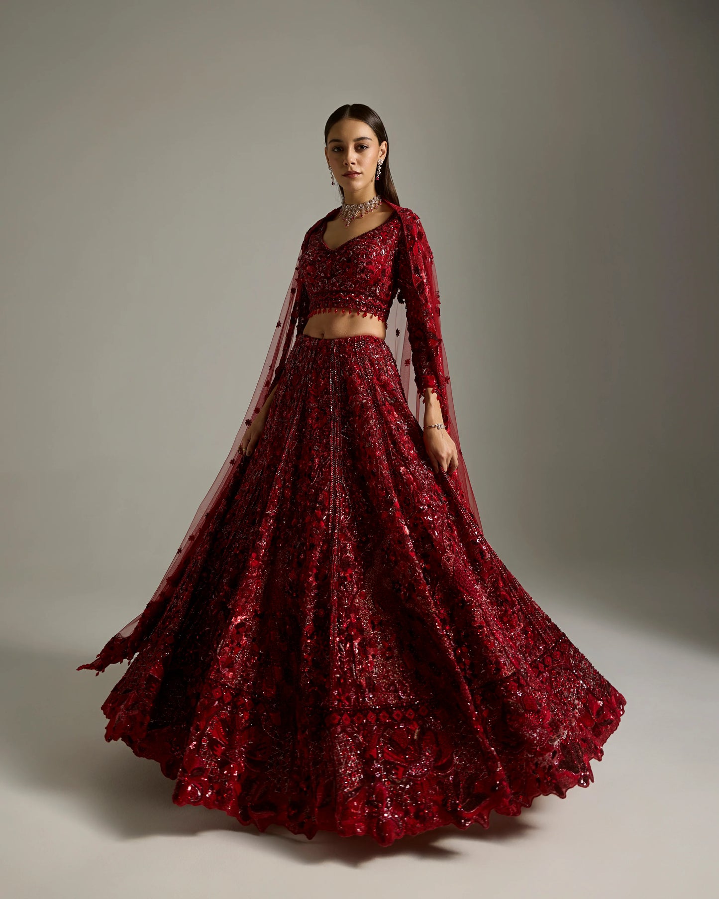 RED LILITH BRIDAL LEHENGA SET