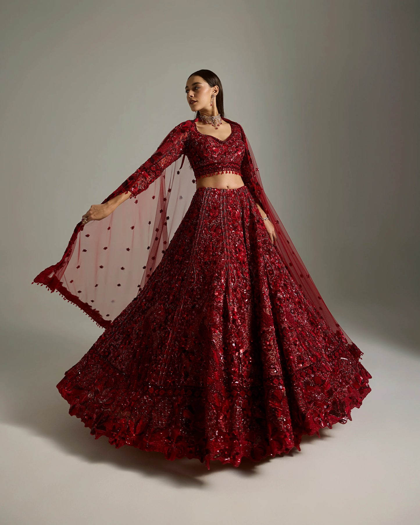 RED LILITH BRIDAL LEHENGA SET