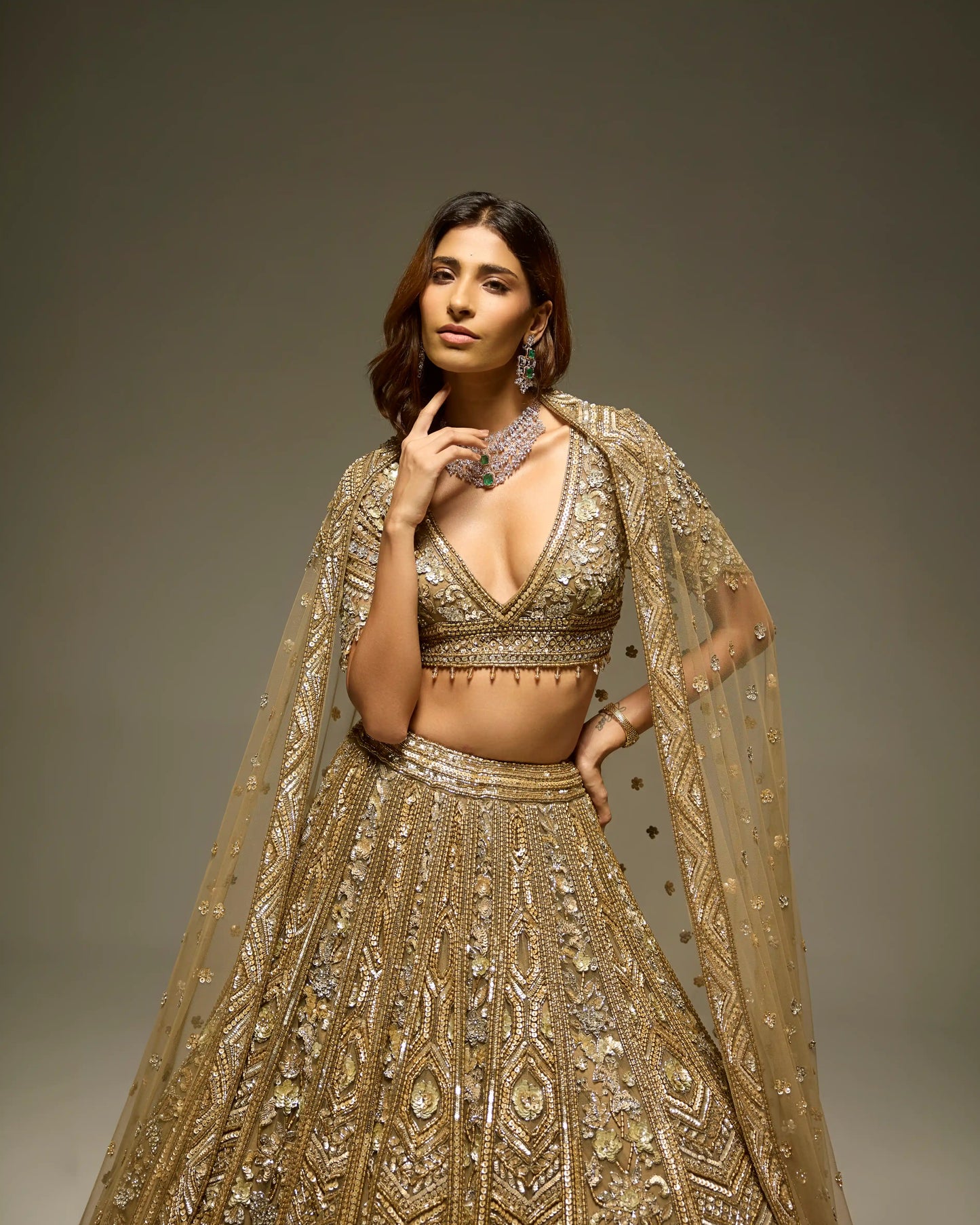 GOLD JUNIPER BRIDAL LEHENGA SET