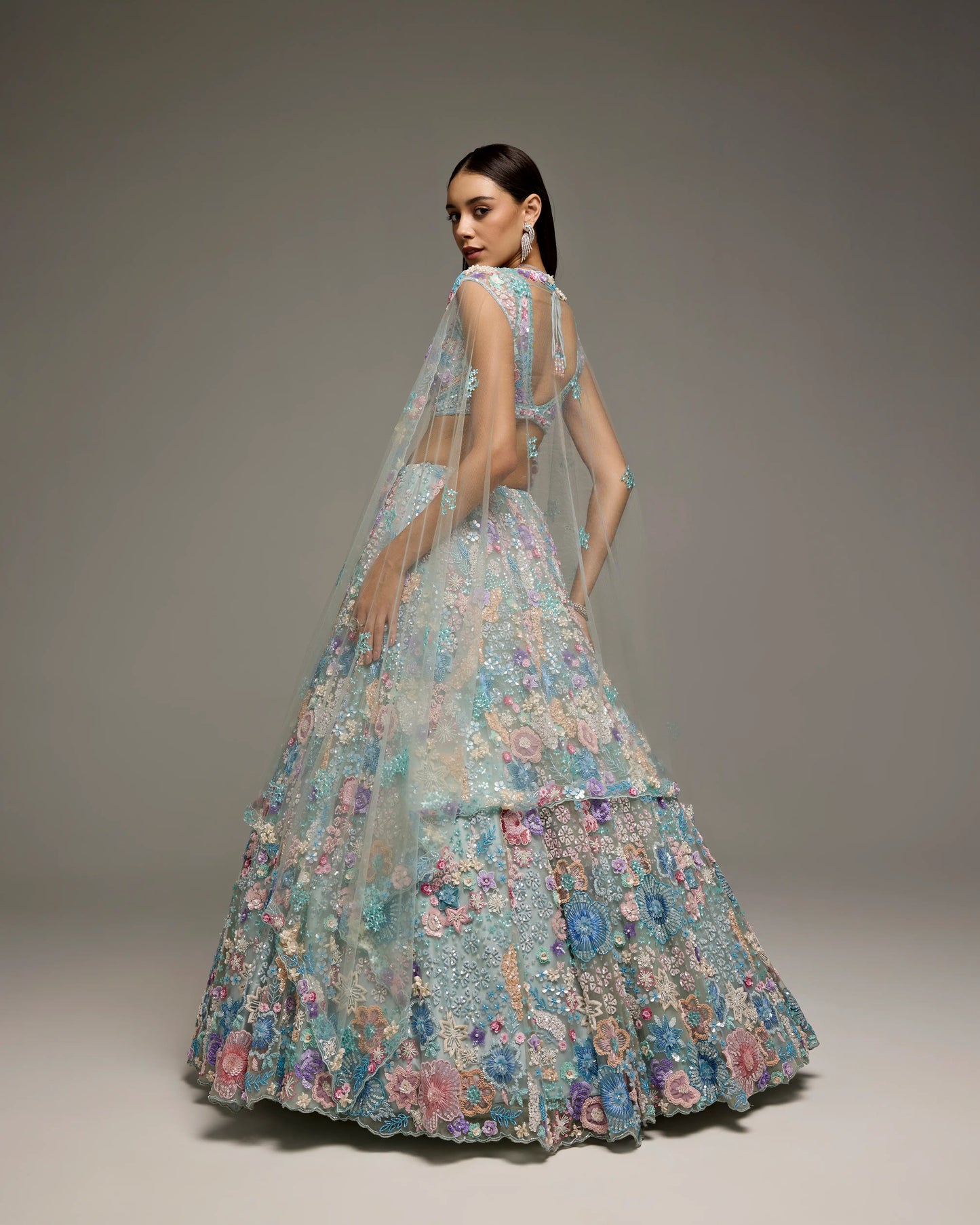 POWDER BLUE MULTI COLOUR MILANIA LEHENGA SET