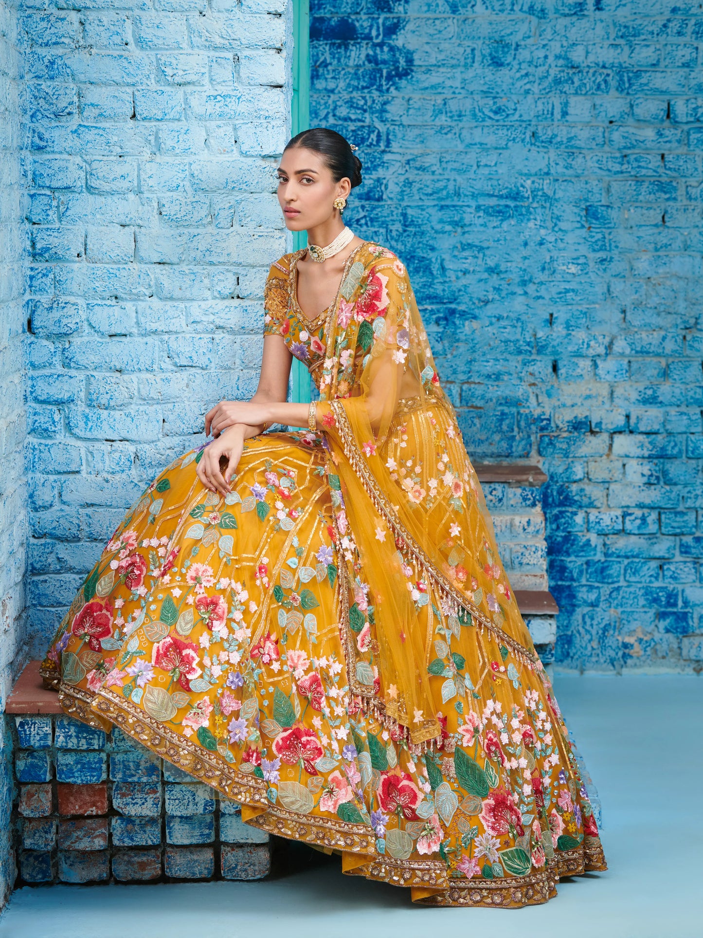 YELLOW MULTICOLOUR ZION LEHENGA SET
