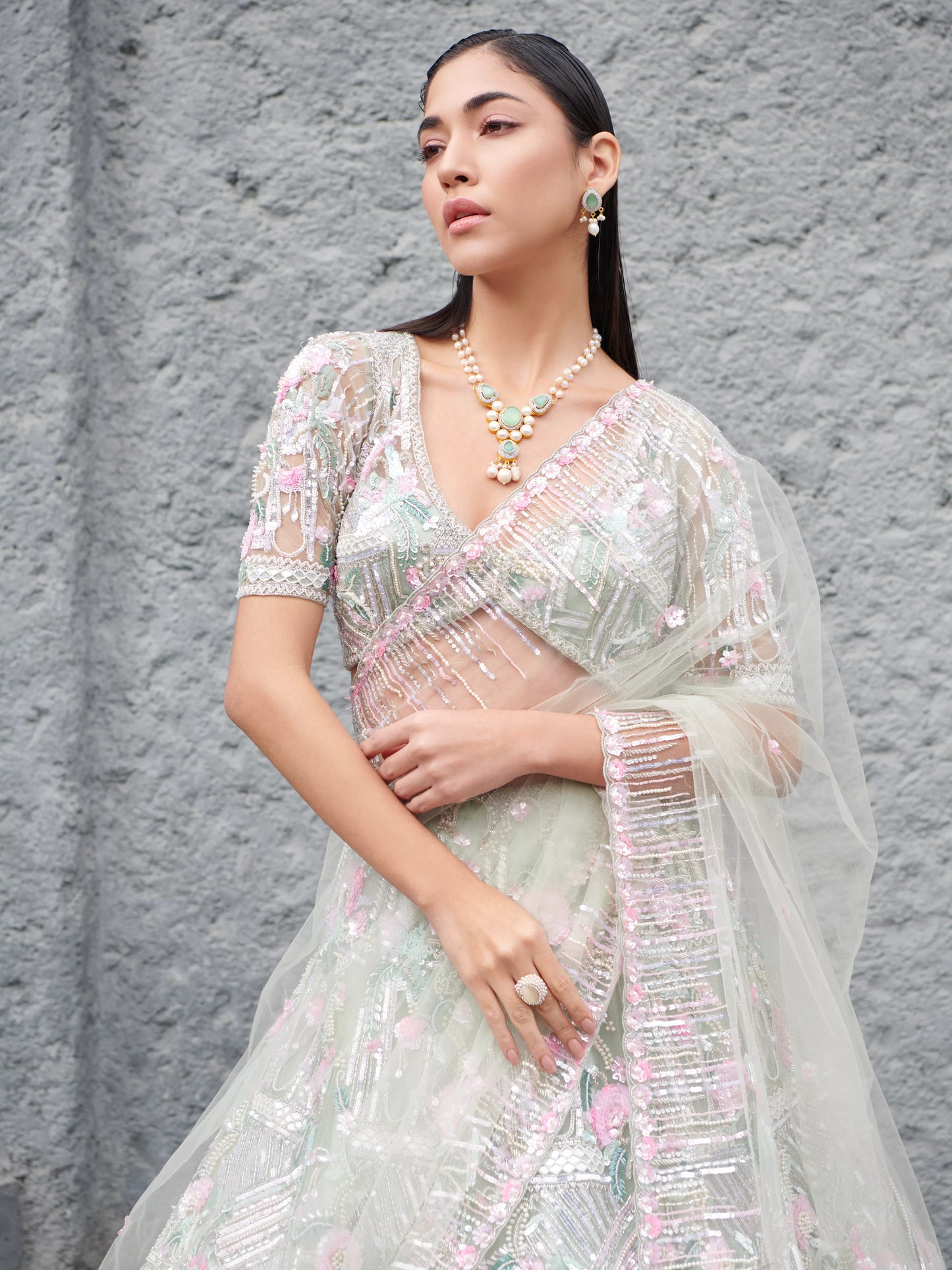 LIGHT MINT CERADON LEHENGA SET