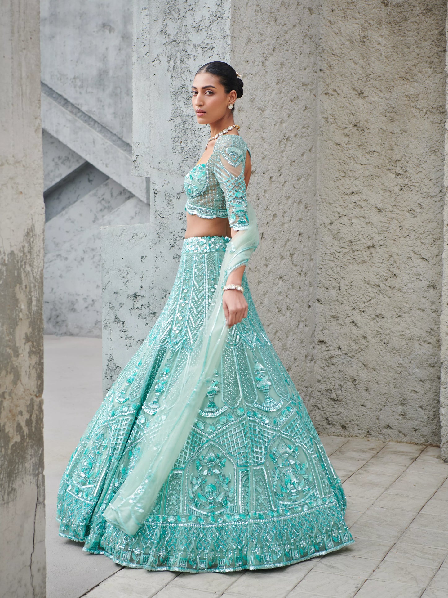 TURQUOISE CELESTE LEHENGA SET