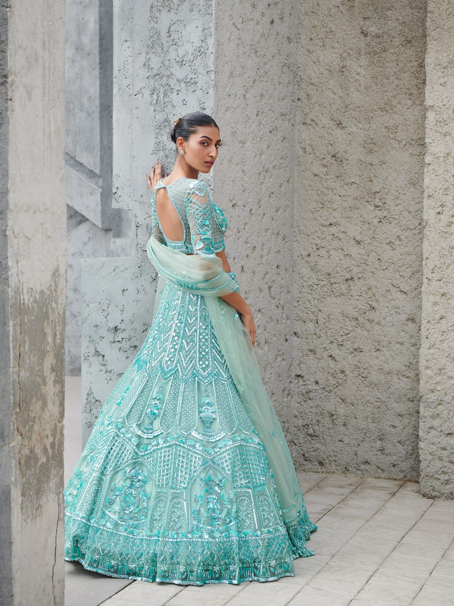 TURQUOISE CELESTE LEHENGA SET