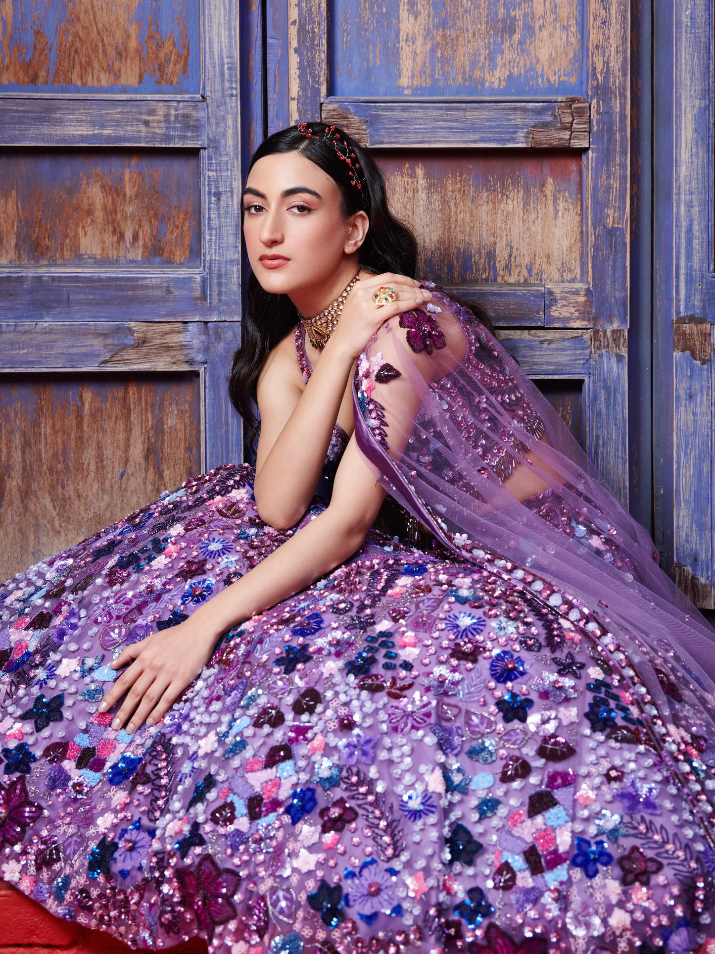 PURPLE CORSAGE LEHENGA SET