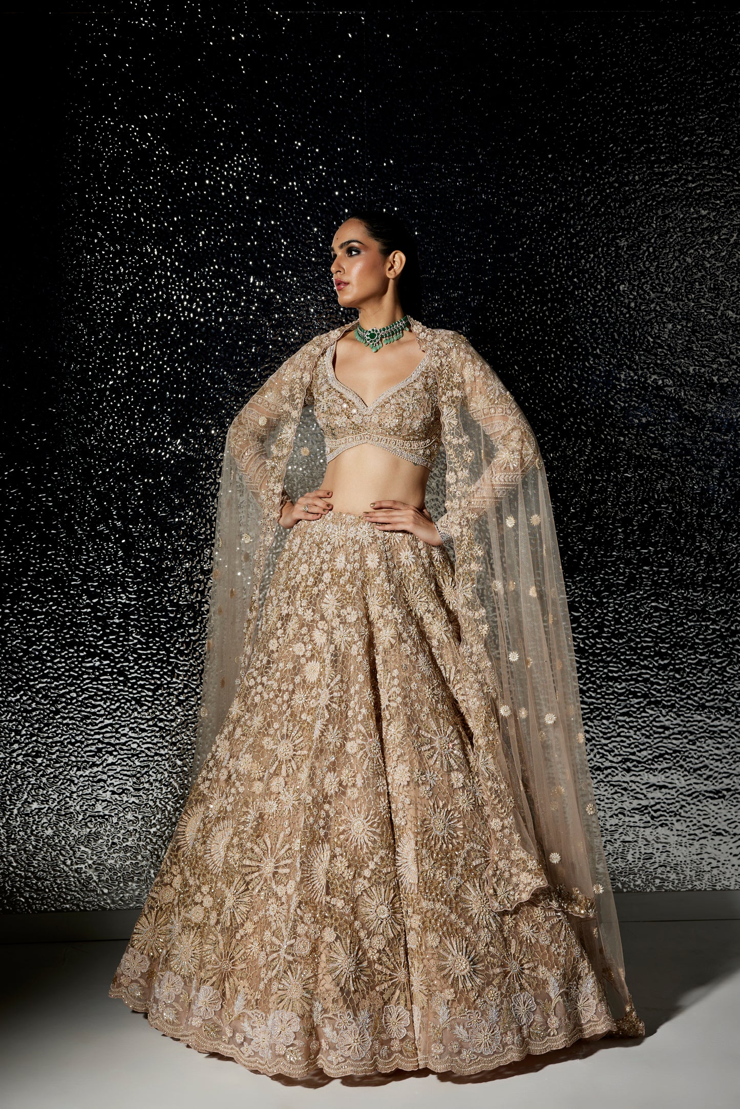 GOLD CAROLINE BRIDAL LEHENGA SET