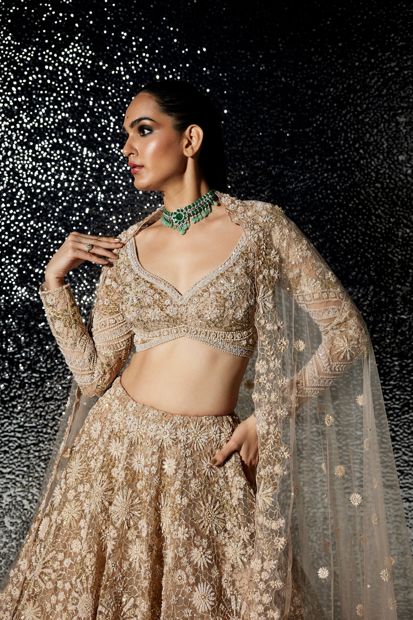 GOLD CAROLINE BRIDAL LEHENGA SET
