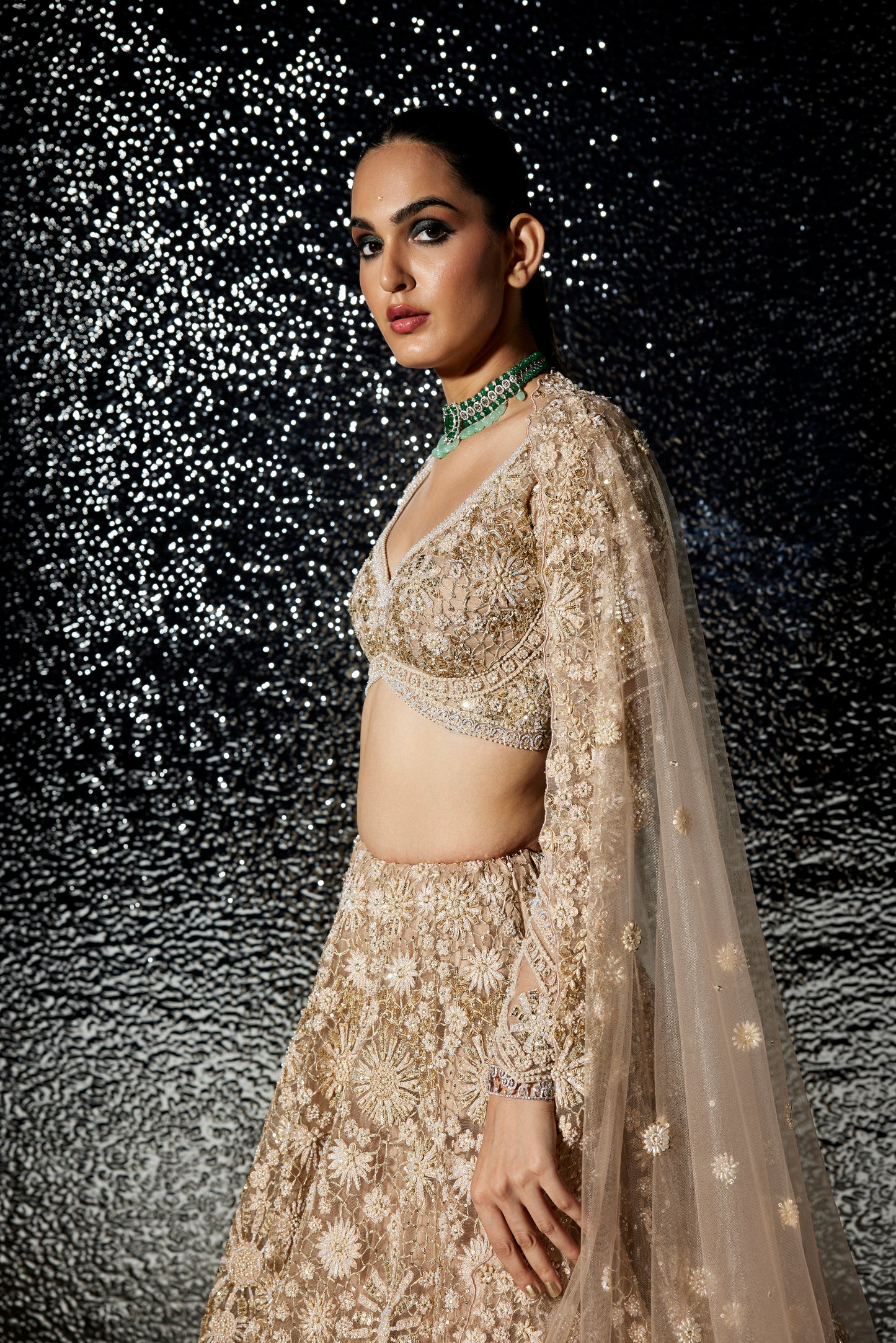 GOLD CAROLINE BRIDAL LEHENGA SET