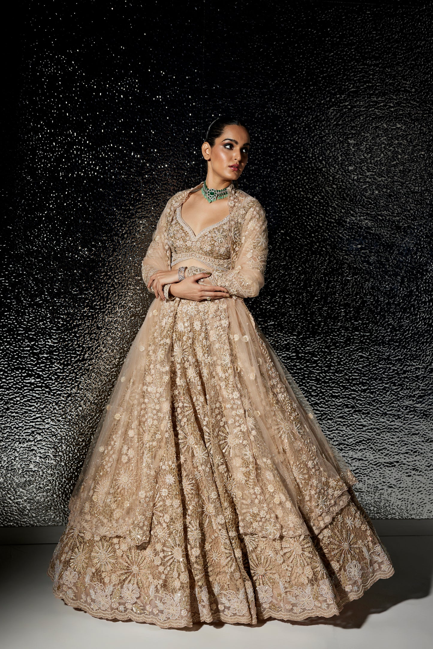 GOLD CAROLINE BRIDAL LEHENGA SET