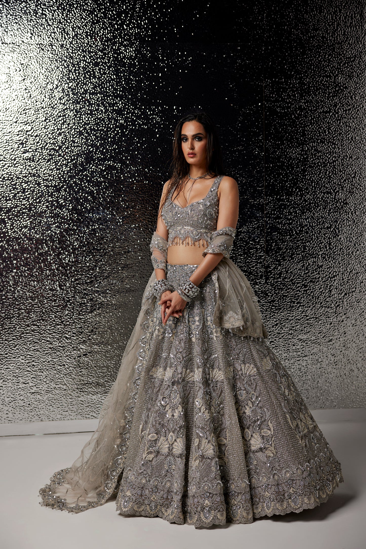 GREY KATIE BRIDAL LEHENGA SET