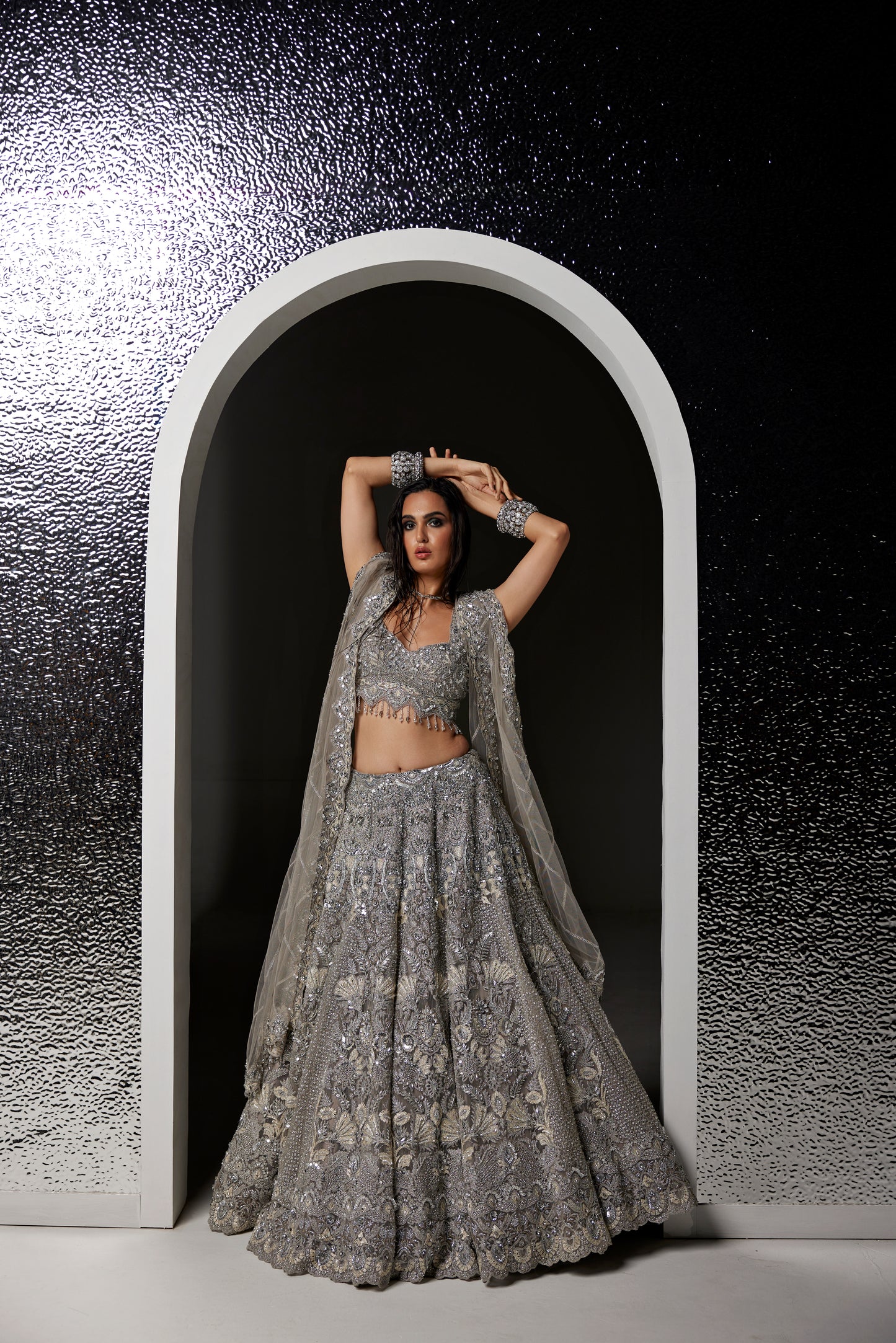 GREY KATIE BRIDAL LEHENGA SET