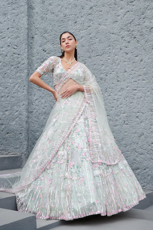 LIGHT MINT CERADON LEHENGA SET