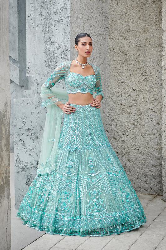 TURQUOISE CELESTE LEHENGA SET