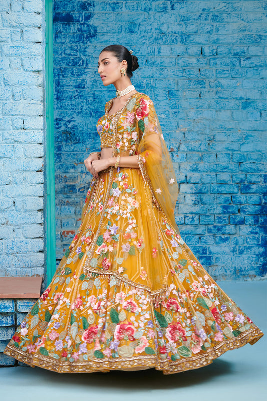 YELLOW MULTICOLOUR ZION LEHENGA SET