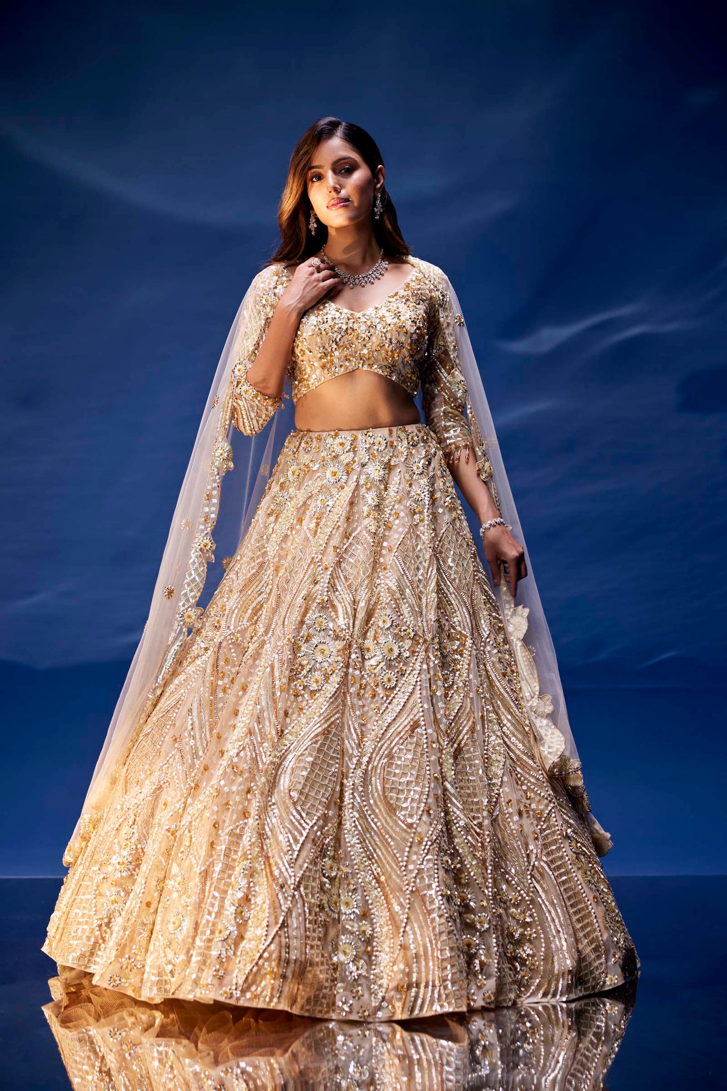 CHAMPAGNE GOLD CHRISTA LEHENGA SET