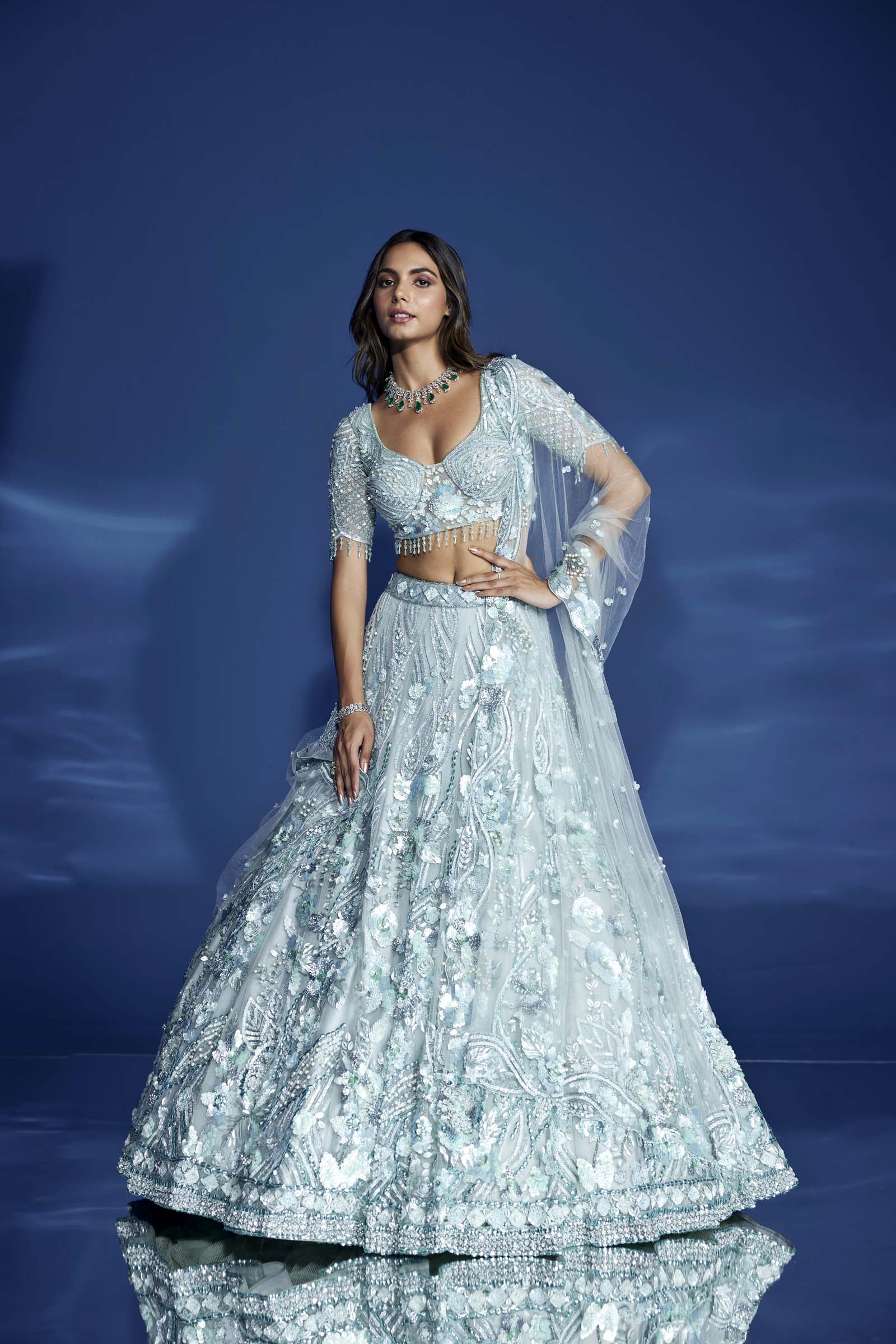 POWDER BLUE ZENITH LEHENGA SET POWDER BLUE ZENITH LEHENGA SET