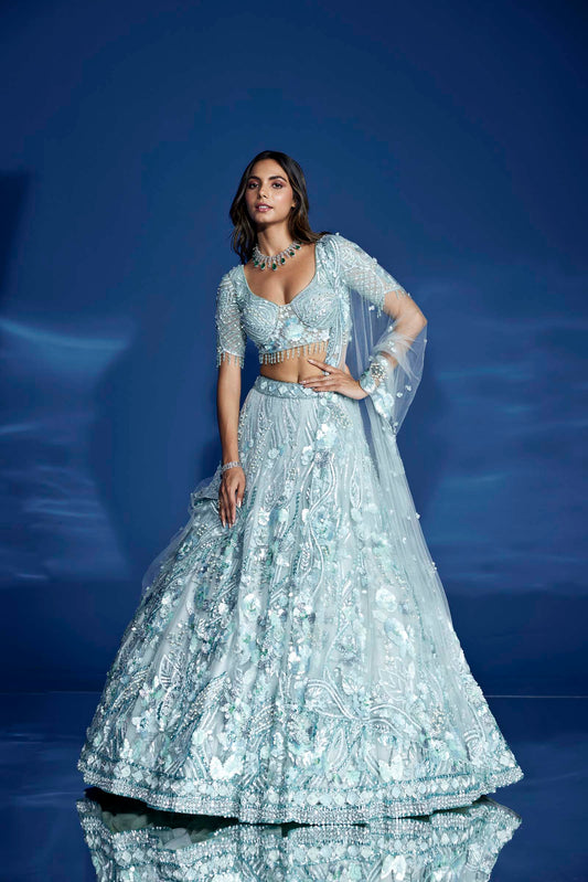 POWDER BLUE ZENITH LEHENGA SET