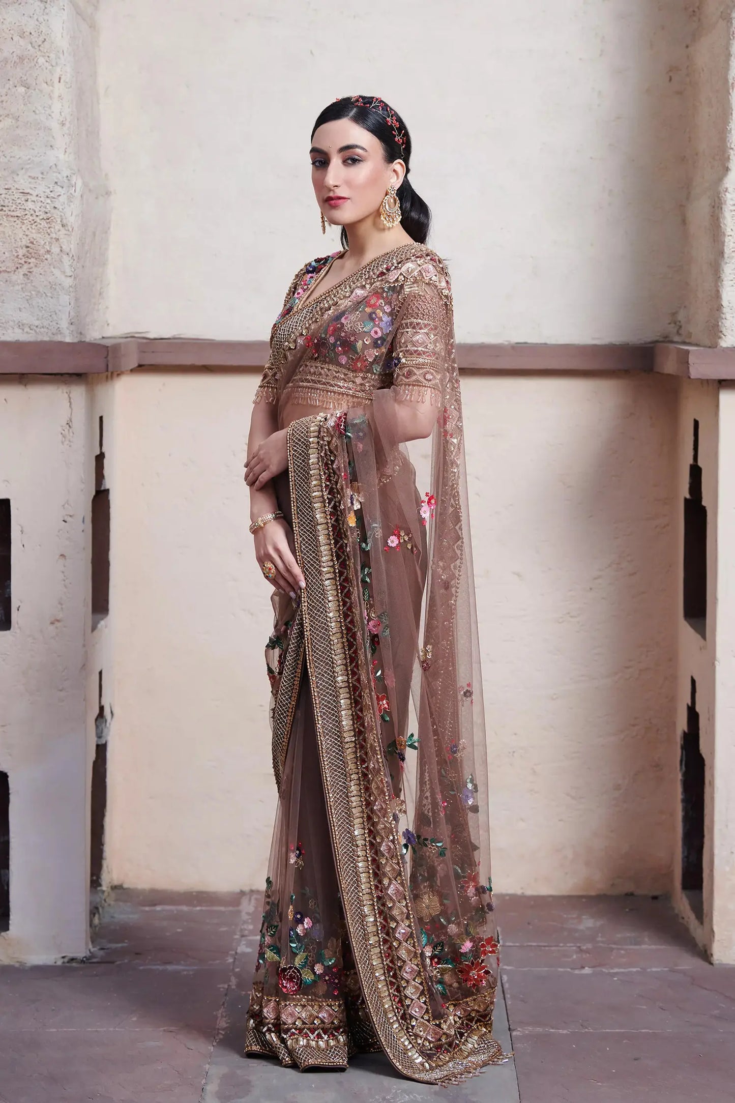 BROWN AND GOLD ARSIA SAREE