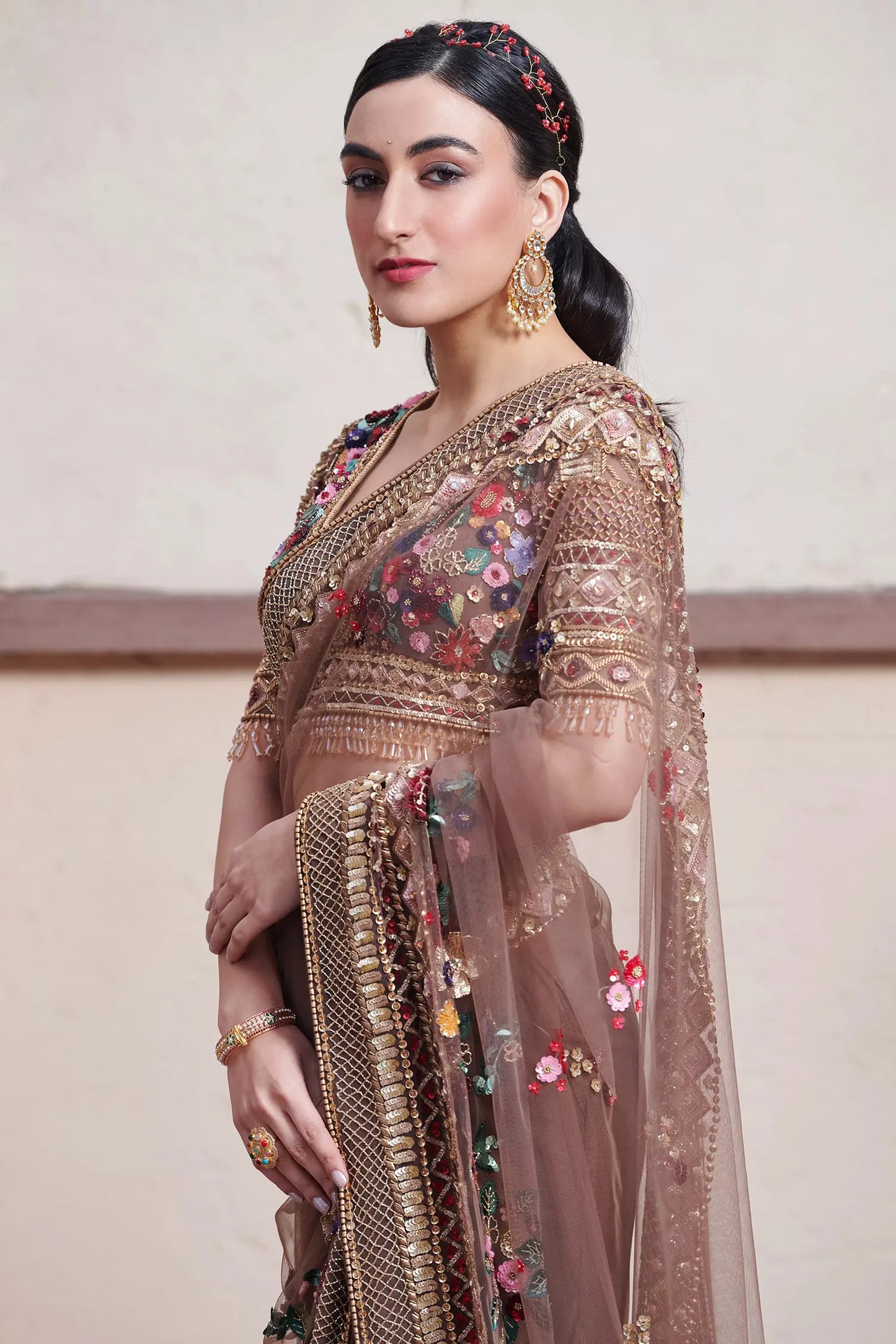 BROWN AND GOLD ARSIA SAREE