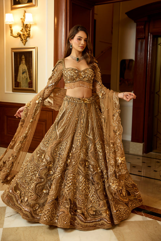 GOLD MARIGOLD LEHENGA SET