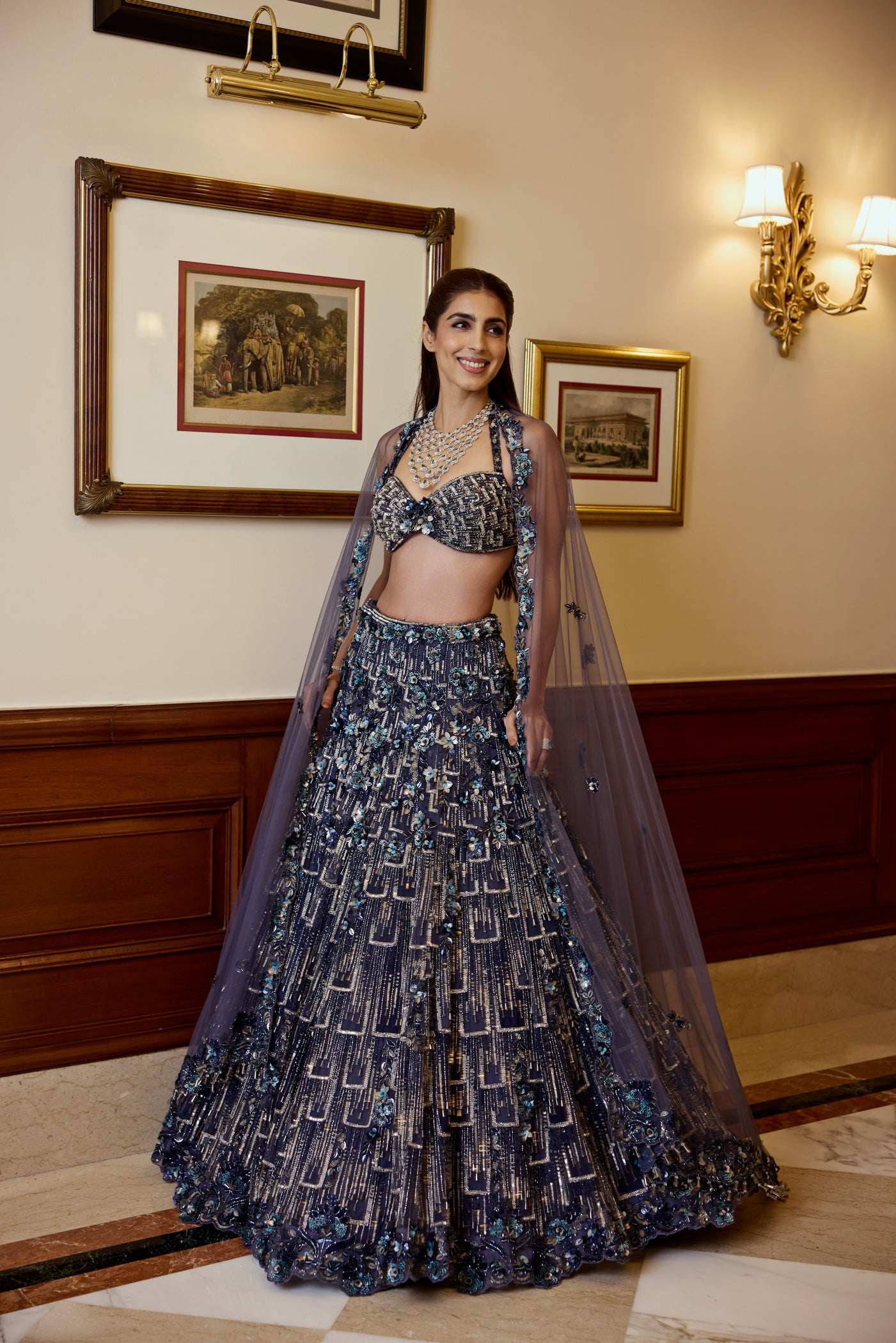 MIDNIGHT BLUE YASMINE LEHENGA SET