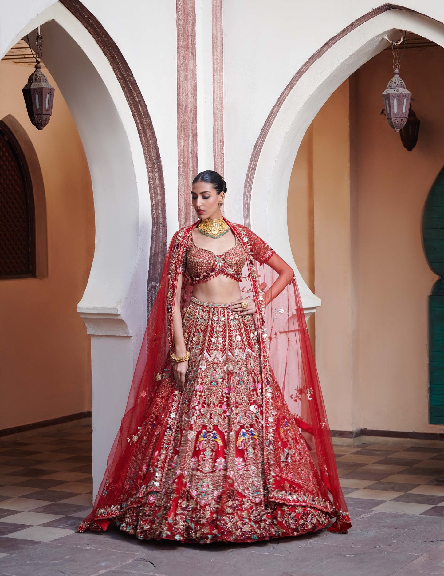 RED SEDERAH BRIDAL LEHENGA SET