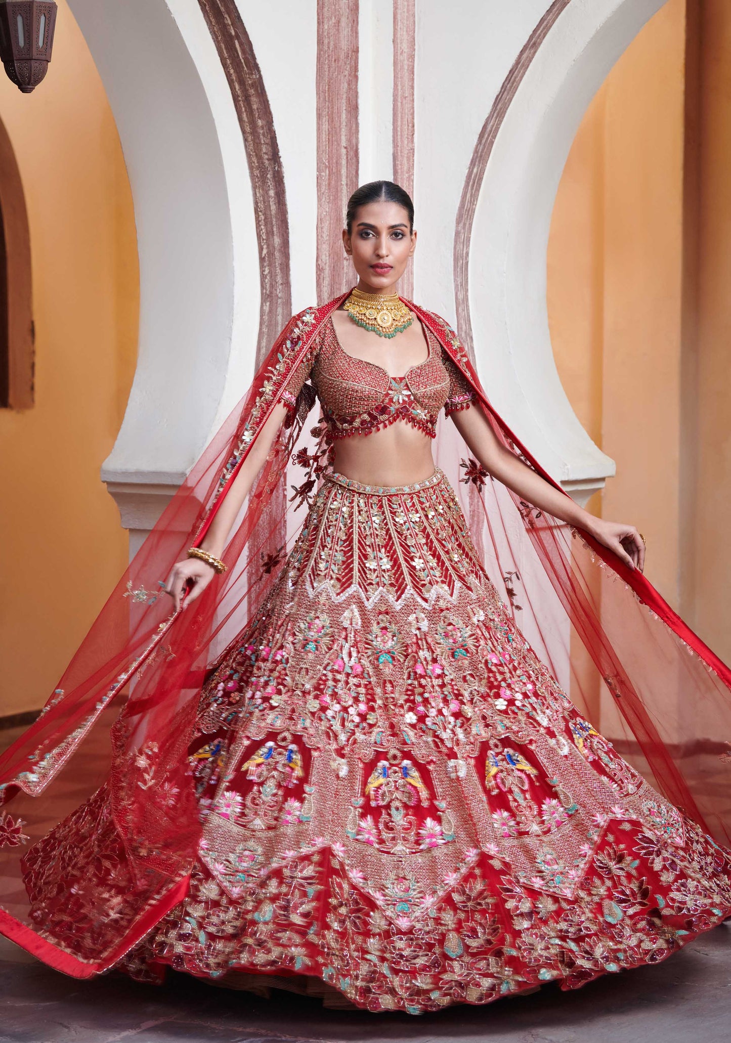 RED SEDERAH BRIDAL LEHENGA SET