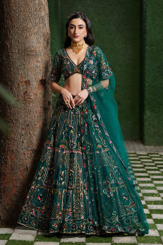 EMERALD GREEN LEHENGA SET
