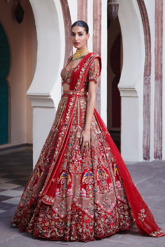 RED SEDERAH BRIDAL LEHENGA SET