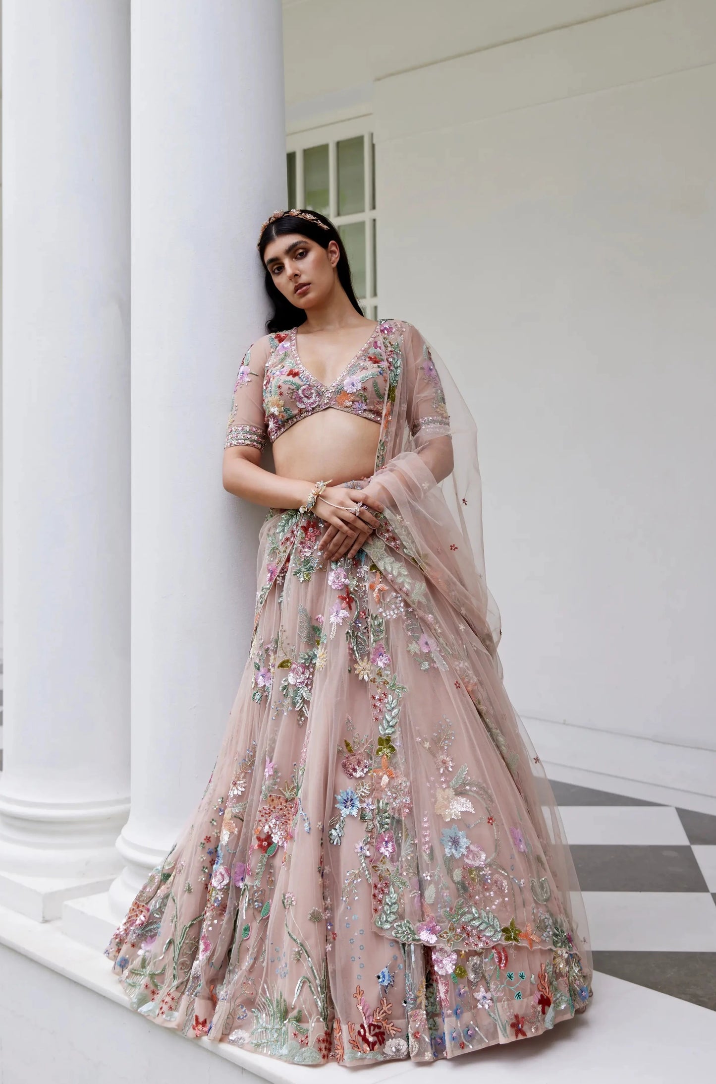 DUSTY PINK LEHANGA BLOUSE DUPATTA