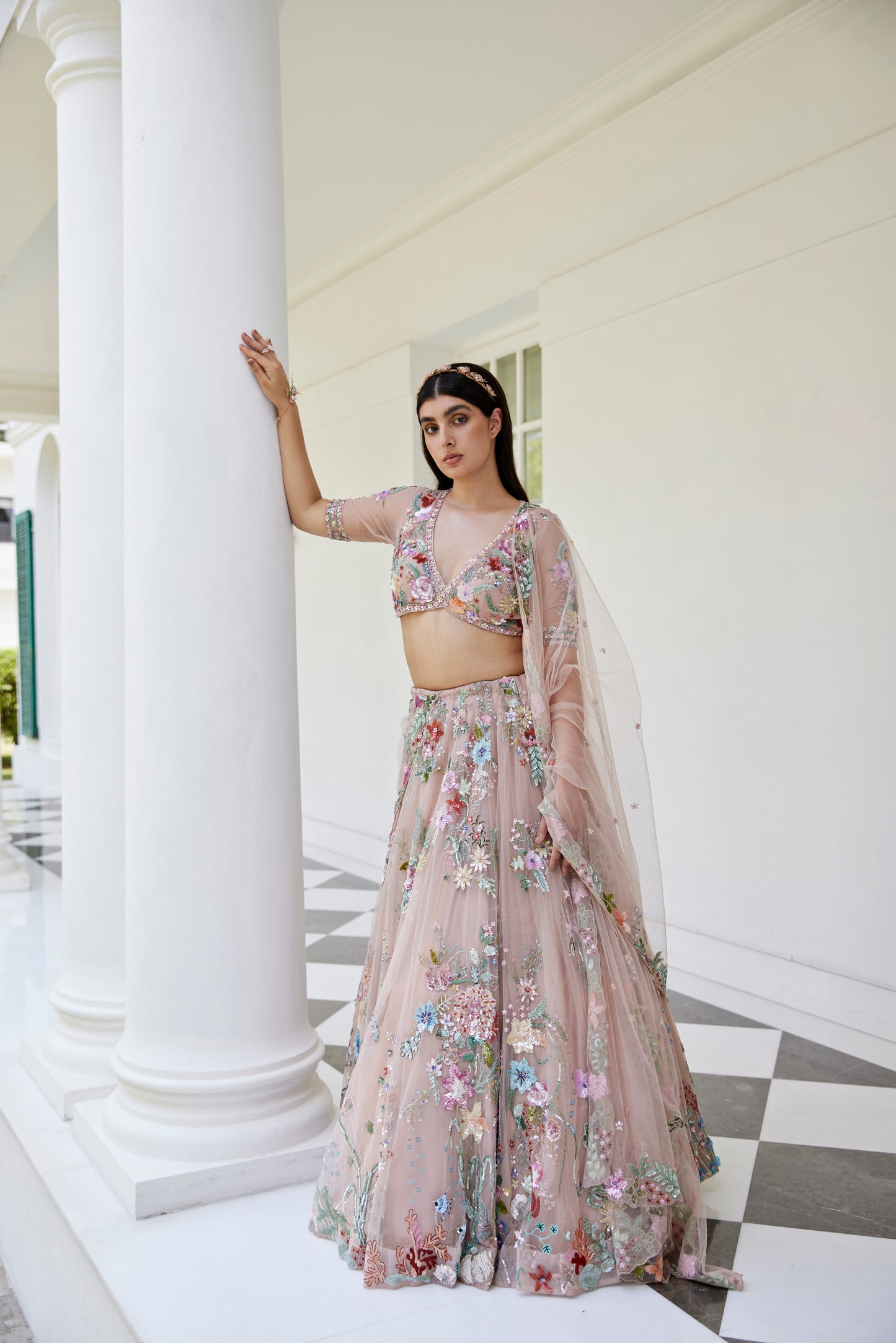 DUSTY PINK LEHANGA BLOUSE DUPATTA