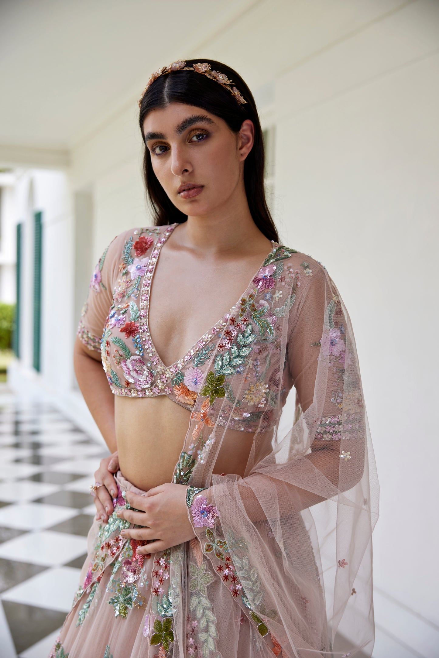 DUSTY PINK LEHANGA BLOUSE DUPATTA