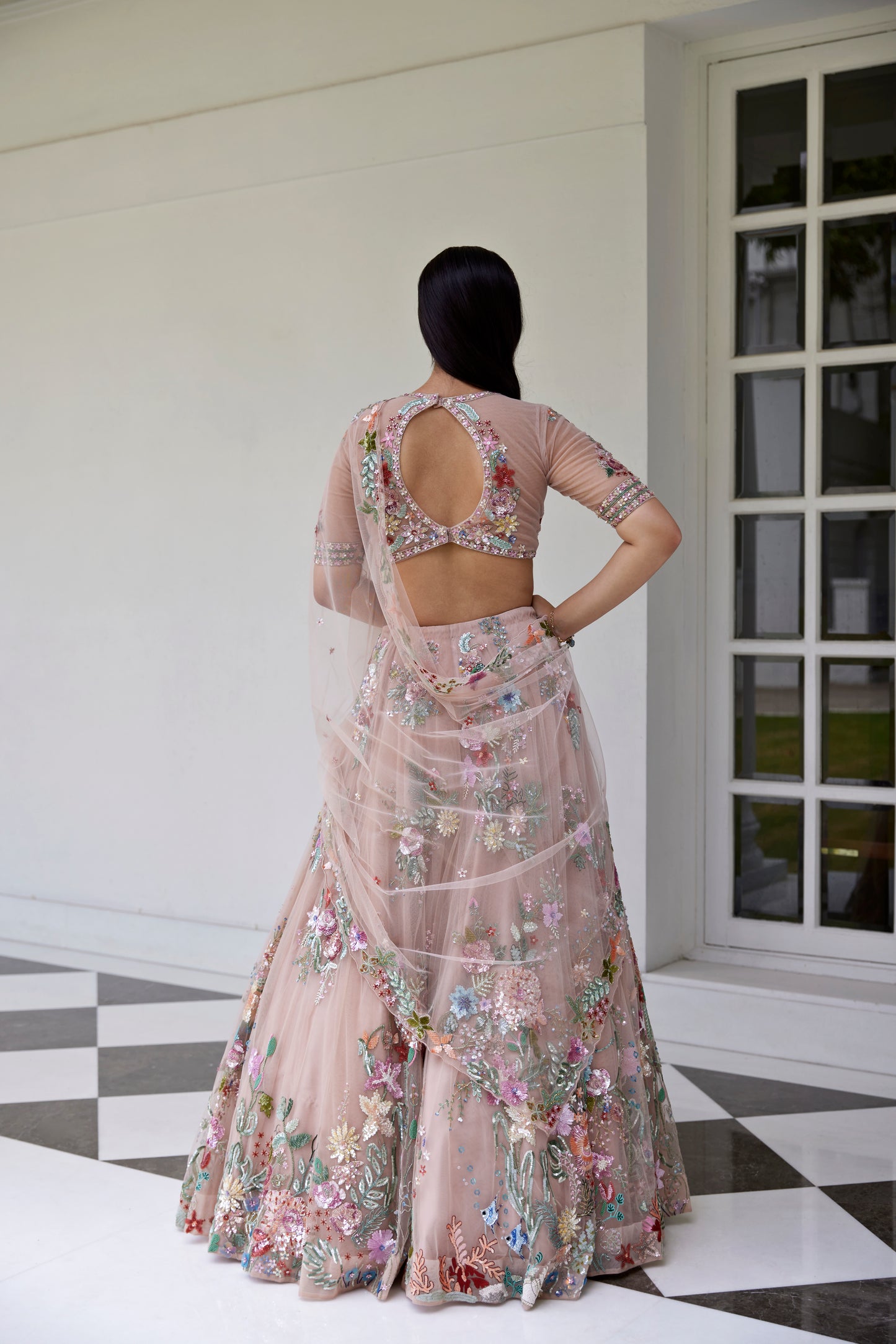 DUSTY PINK LEHANGA BLOUSE DUPATTA