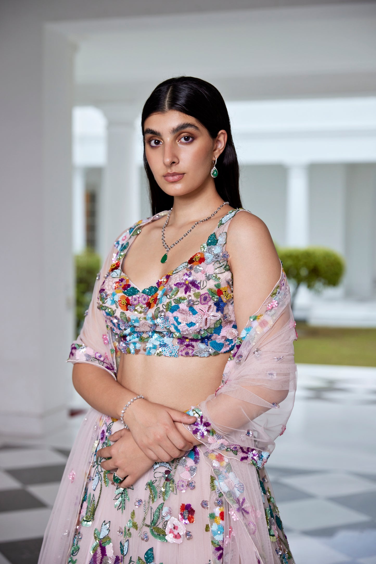 SOFT PINK MULTI COLOUR LEHENGA BLOUSE DUPATTA