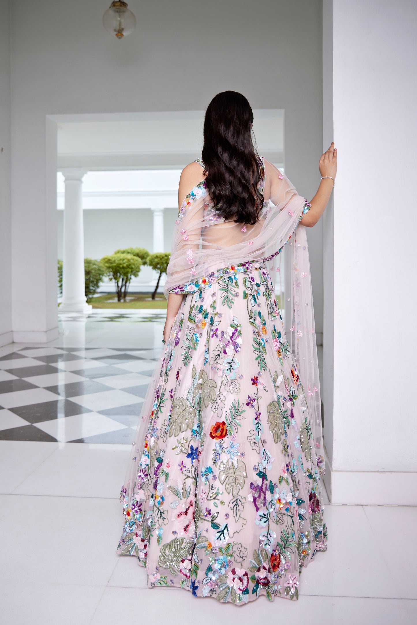 SOFT PINK MULTI COLOUR LEHENGA BLOUSE DUPATTA