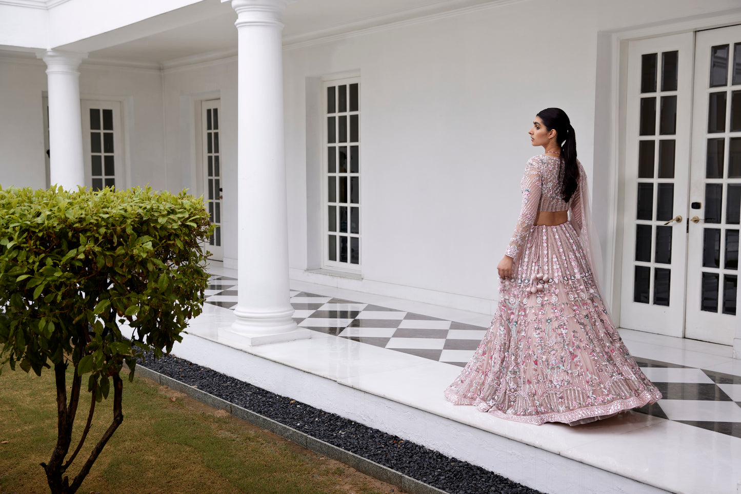 PINK FLORAL LEHANGA BLOUSE DUPATTA