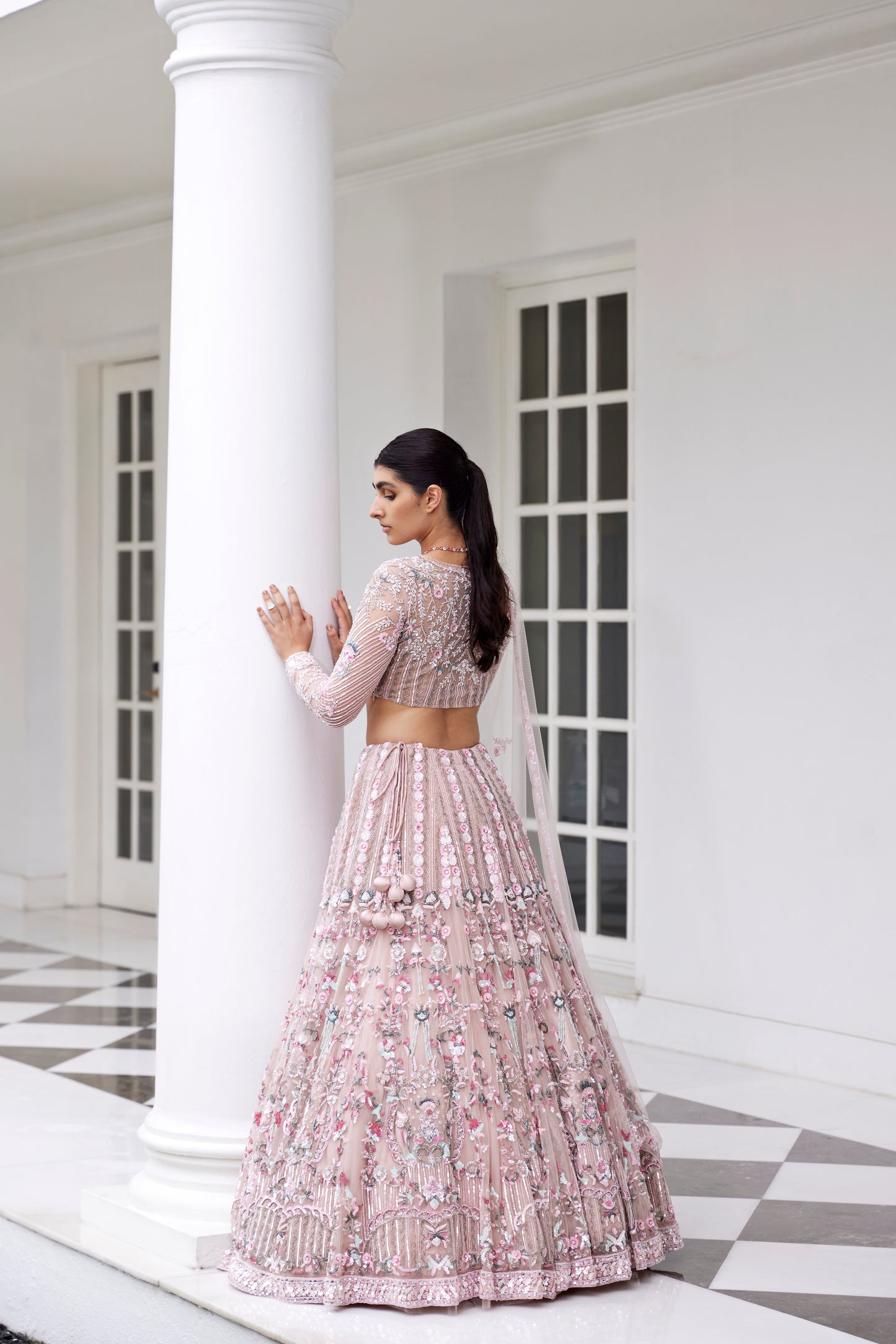 PINK FLORAL LEHANGA BLOUSE DUPATTA