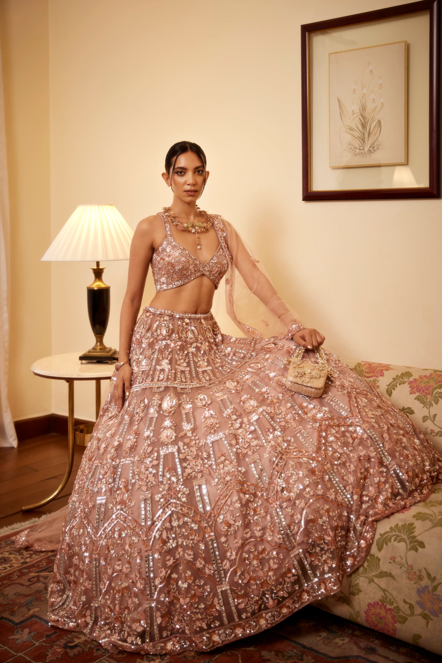 PEACH LEHANGA BLOUSE DUPATTA