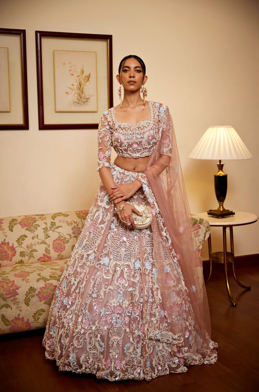 PINK PEARL LEHENGA BLOUSE DUPATTA