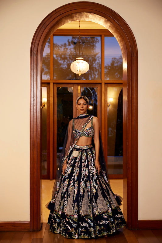 NAVY BLUE LEHANGA BLOUSE DUPATTA