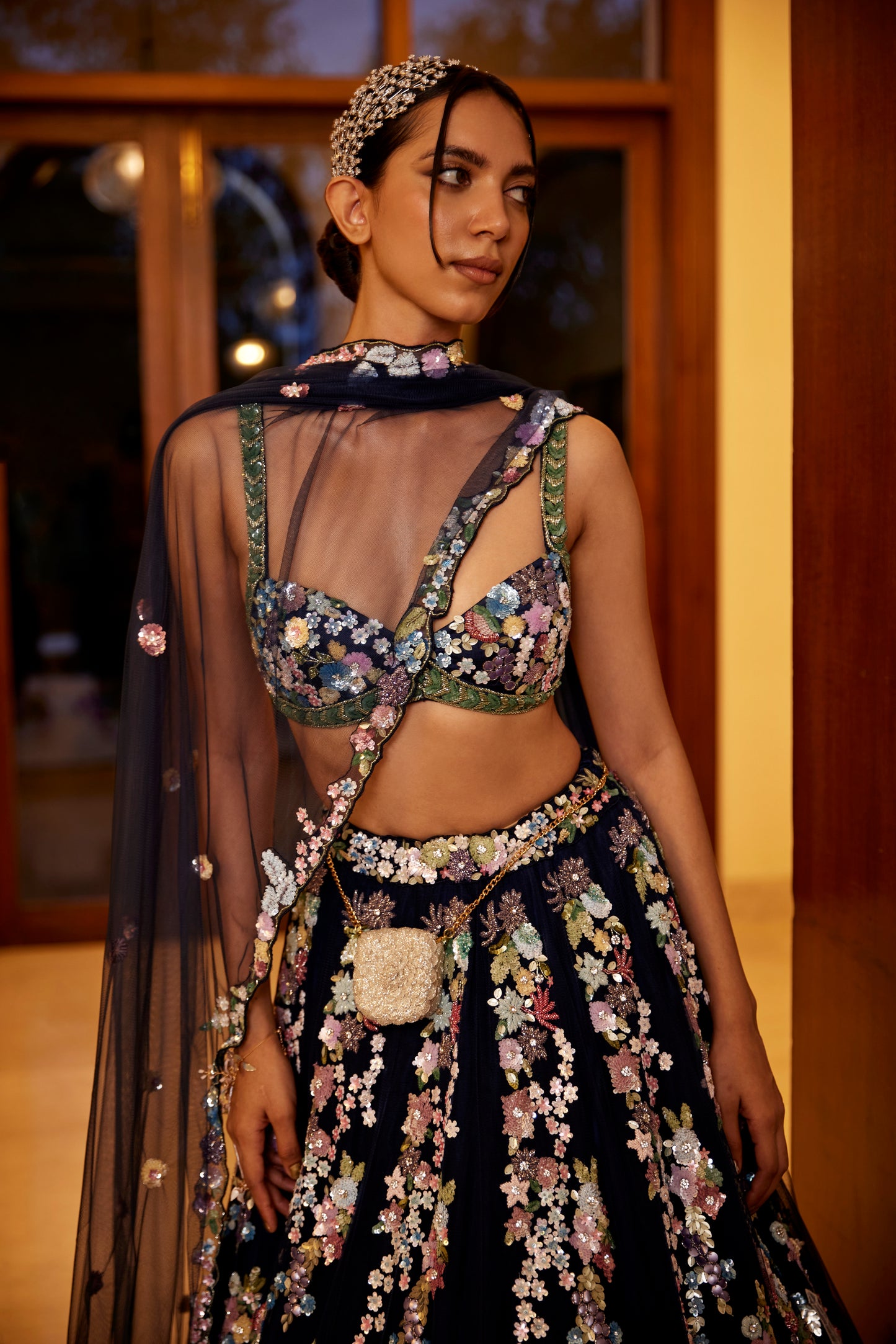 NAVY BLUE LEHANGA BLOUSE DUPATTA