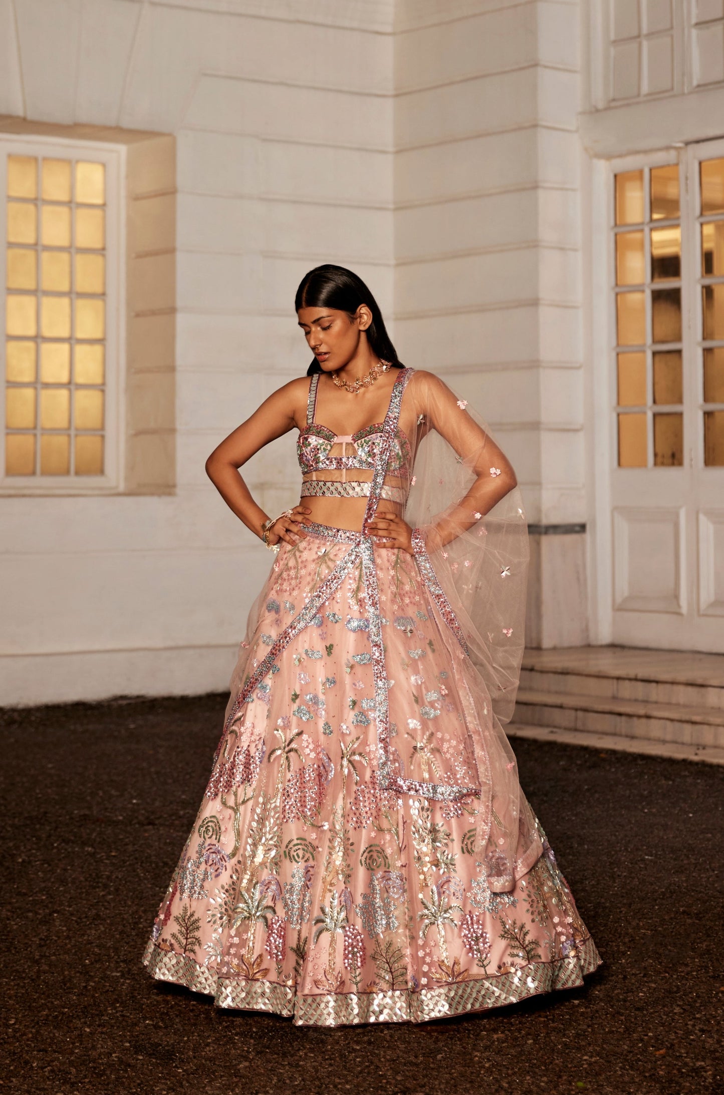 PINK LEHANGA CORSET DUPATTA