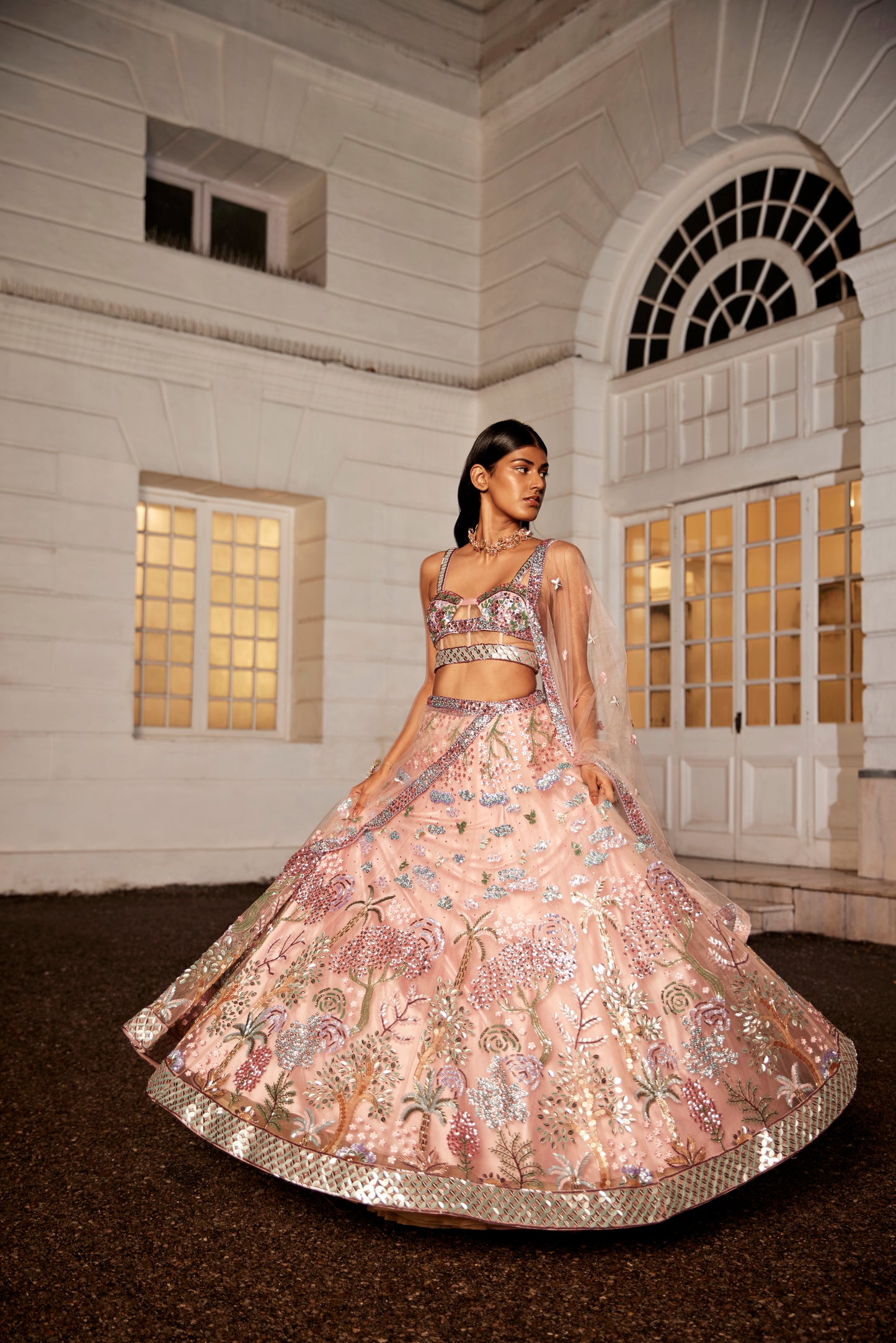 PINK LEHANGA CORSET DUPATTA